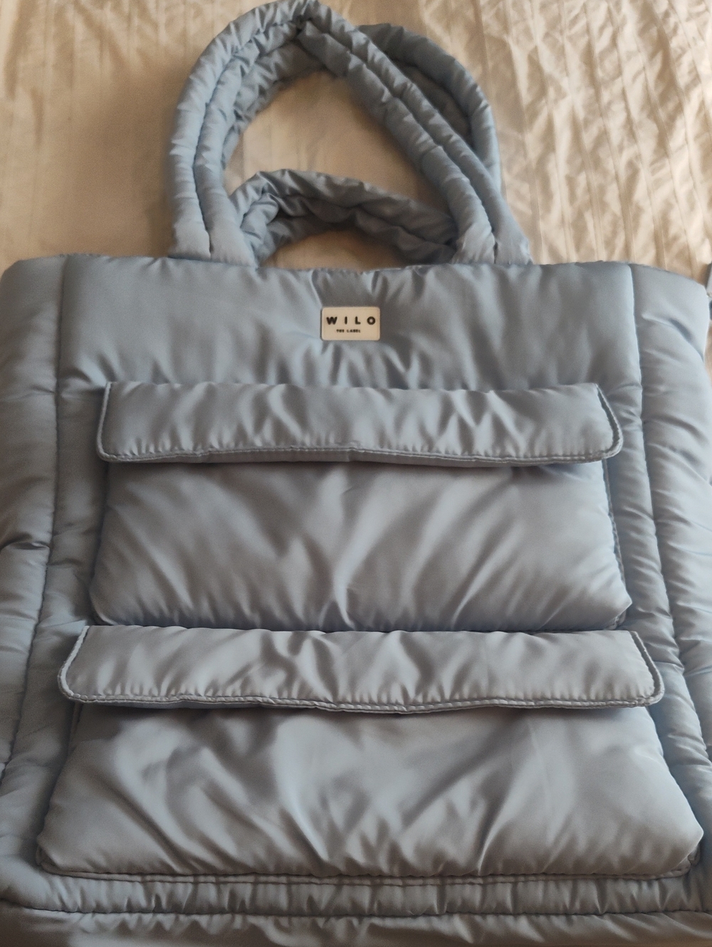 WILO Light Blue Quilted Tote Bag
